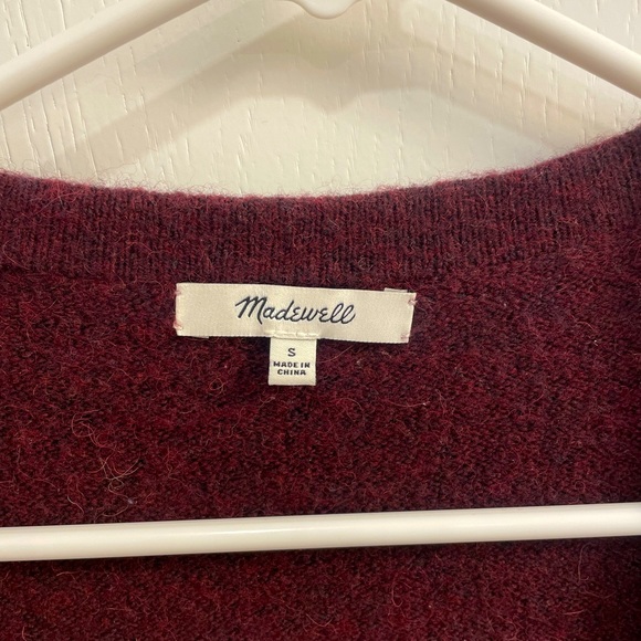 Madewell Merino Wool/Alpaca Cardigan Sweater, Maroon, Size Small - Picture 4 of 6